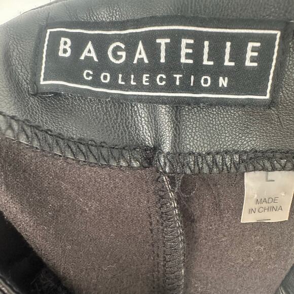 Bagatelle Womens Black Faux Leather High Rise Wide Leg Crop Pants Large - Picture 7 of 9